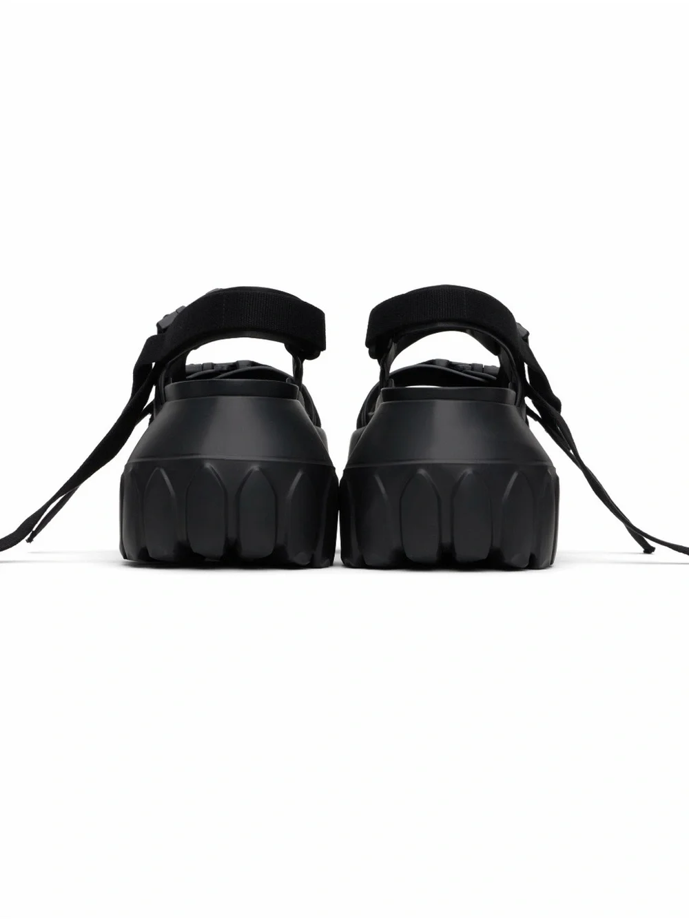 RICK OWENS BLACK HOLLYWOOD MEGA TRACTOR PLATFORM SANDALS